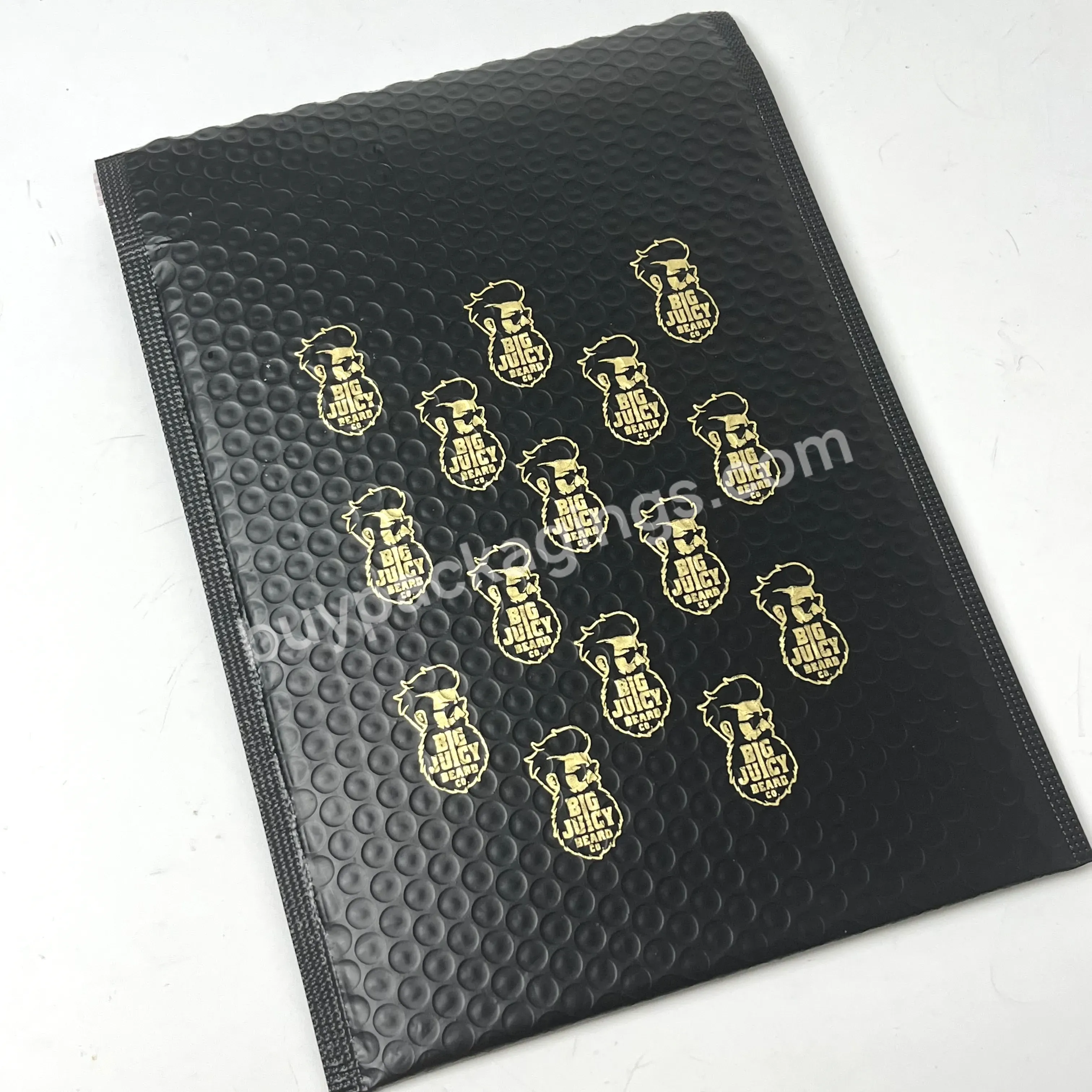 Wholesales Plastic Golden Logo Printing Black Self-sealing Bubble Envelopes Mailer Bags