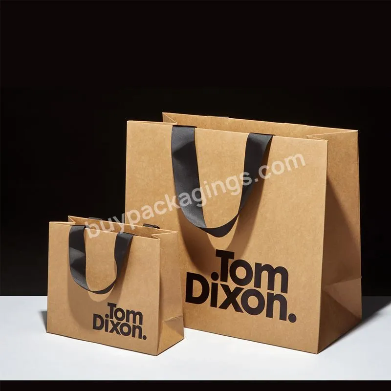 Wide Bottom Gap Recycled Paper Bag Wholesale Flat Handle Logo Christmas Paper Bag