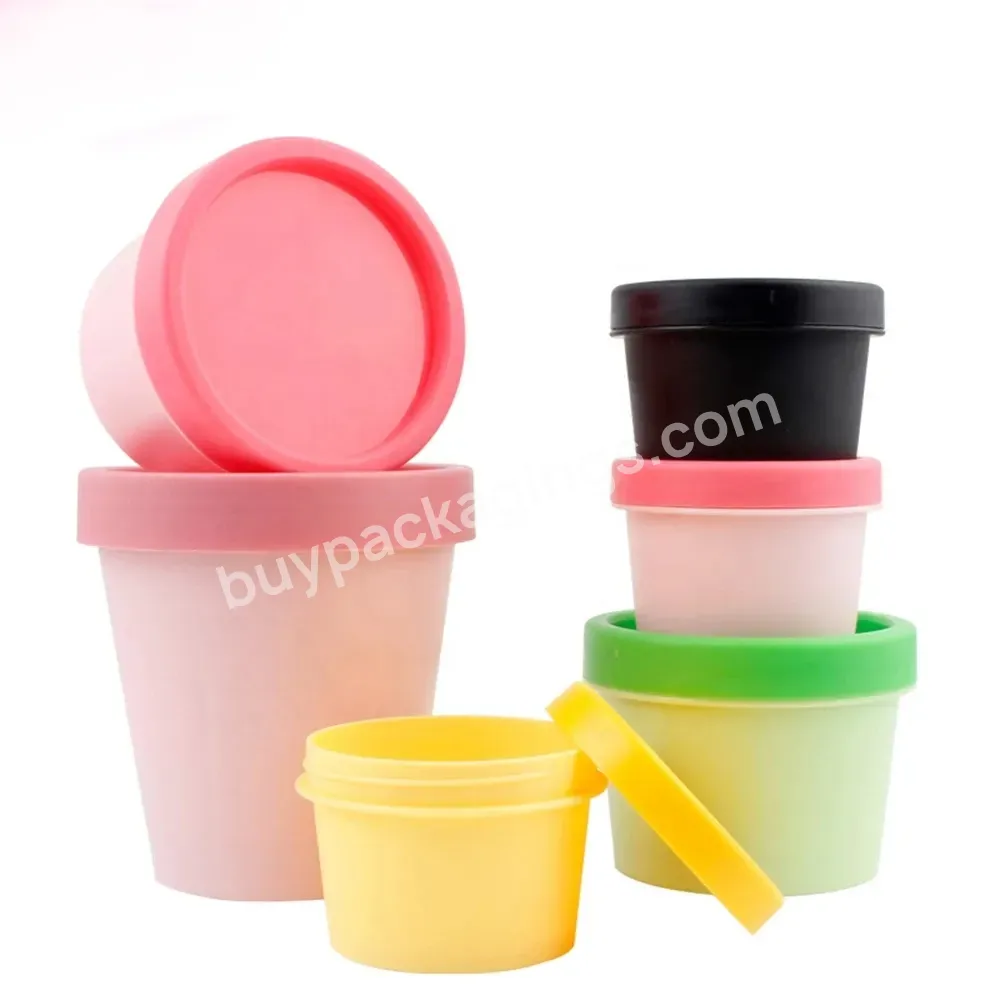 Wide Mouth 200ml 250ml 500ml 8 Oz Large Empty Custom Body Butter Scrub Container Recycles Pp Plastic Cosmetic Jar With Screw Lid