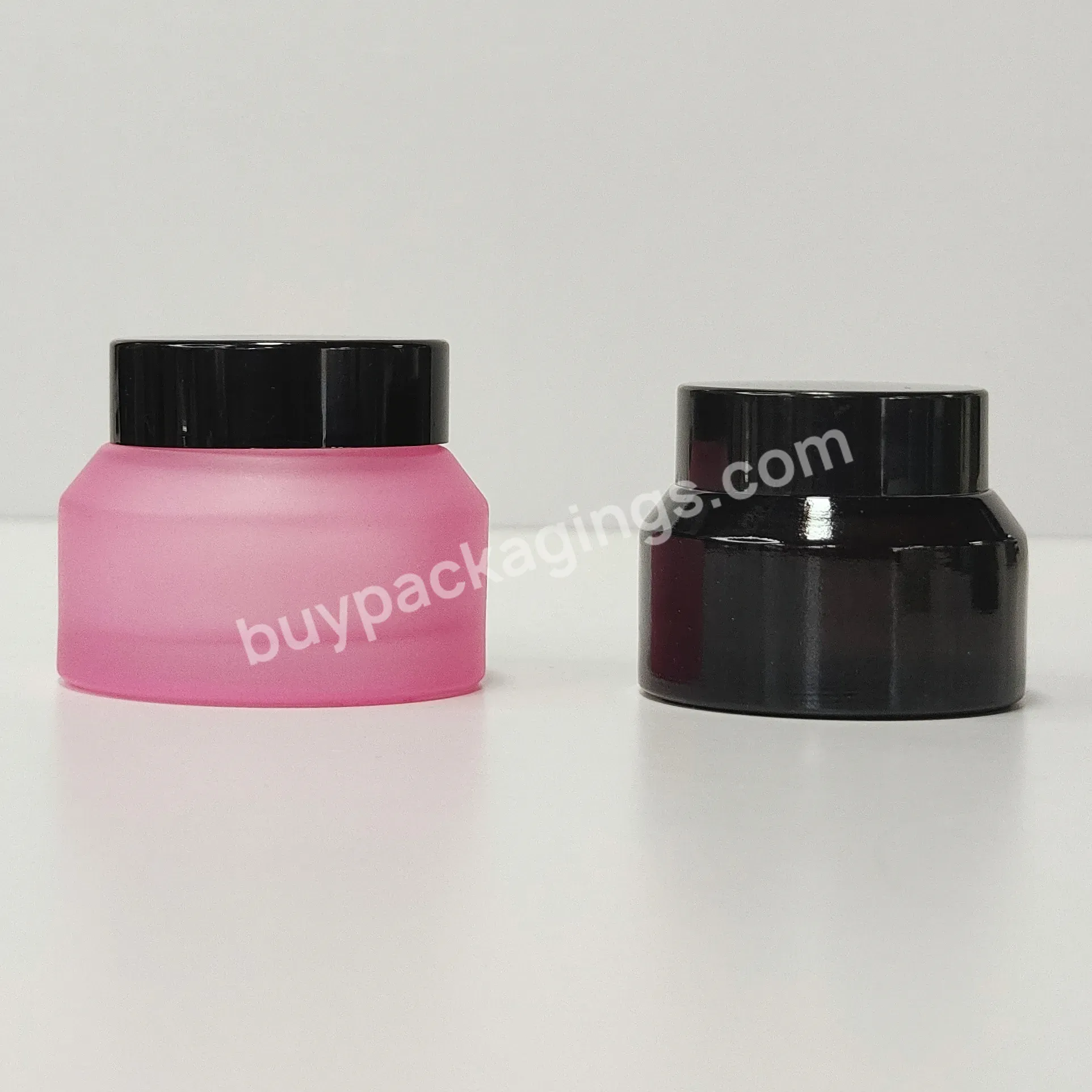 Wide Mouth Cosmetic Storage Cream Lotion Scrub Body Butter Container Forested Pink Blue Round Glass Jar