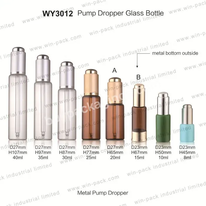 Win-pack 5ml 10ml 12ml 15ml Amber Tubing Glass Bottle With Metal Silver Dropper