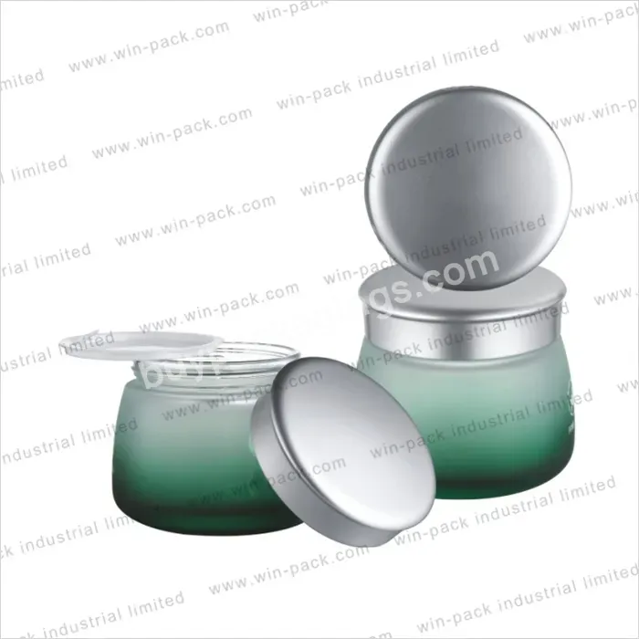 Win-pack Gradient Green 150g 5oz Empty Glass Cream Jar With Uv Coating Cap For Skincare Face Cream With Customized Logo