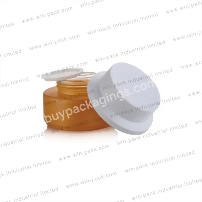 Win-pack Matte Orange Color 50g Glass Cream Jar Packaging With White Plastic Cap With Shoulder