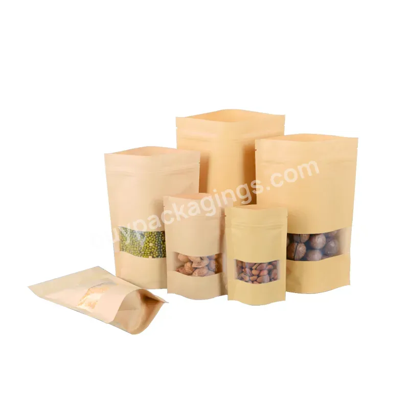 Window Thickening,Self-standing,Self-sealing Kraft Paper Bag,Moisture-proof Nut Special Sealing Bag