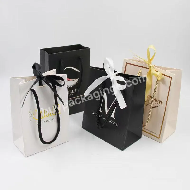 Window Women Small Jewelry White And Gold  Dinosaur Satin Custom With Logo Black Paper Gift Bags With Handles