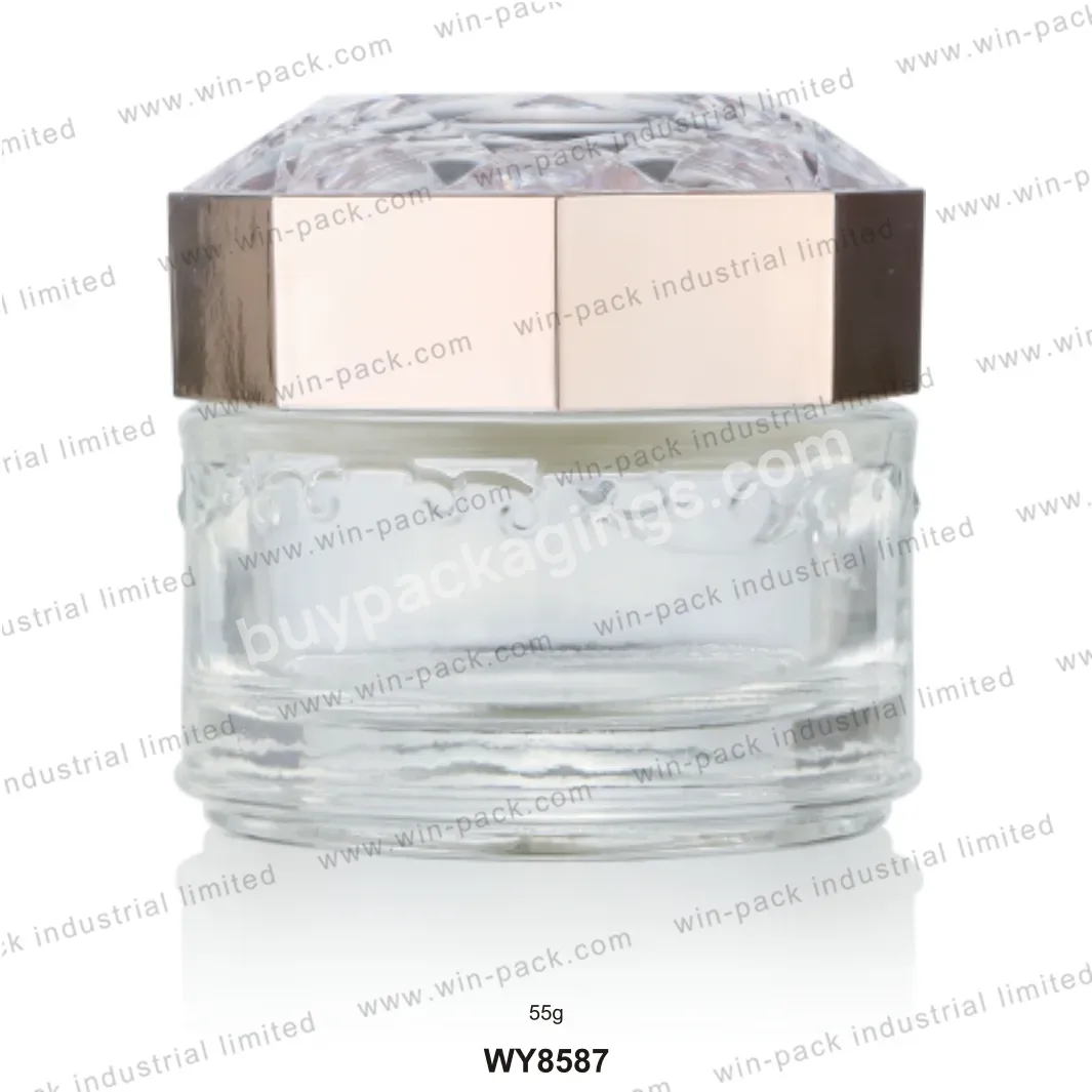 Winpack Luxury Clear Glass Golden Cream Jar Cosmetic Package