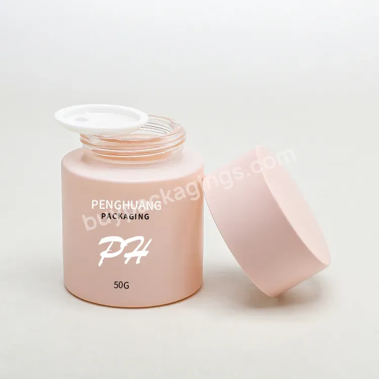 Winter Custom Pink Skin Cream Storage Container 50g Personal Care Glass Jar For Cream Rose Essence Cosmetic Glass Containers Jar