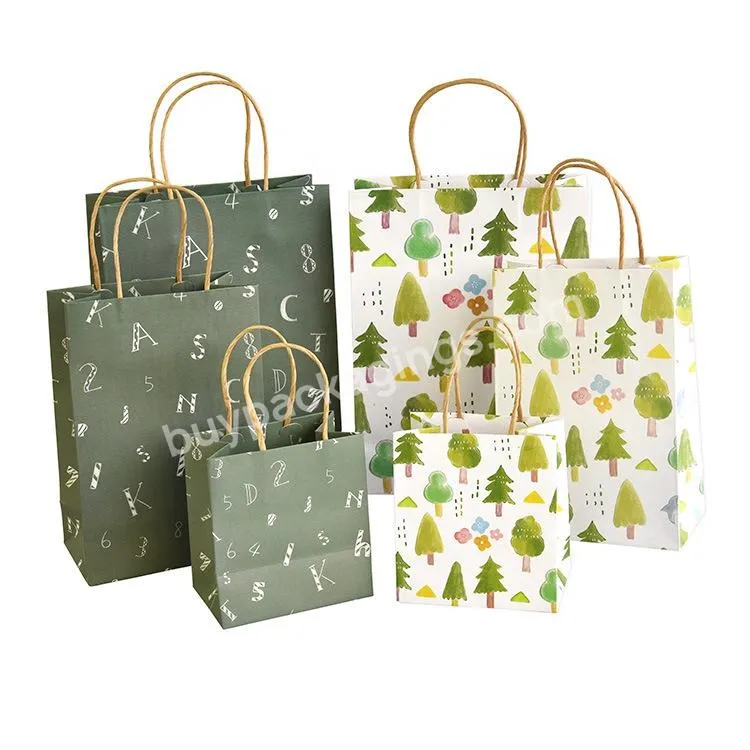 Wintop Kraft Printed Paper Bags with Paper Twisted Handles Christmas Design