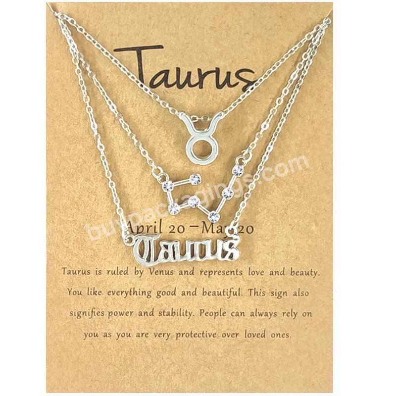 Women Elegant Wish Card Horoscope 12 Constellation Sign Necklace Pendants Charm Gold Chain Choker Astrology Necklace