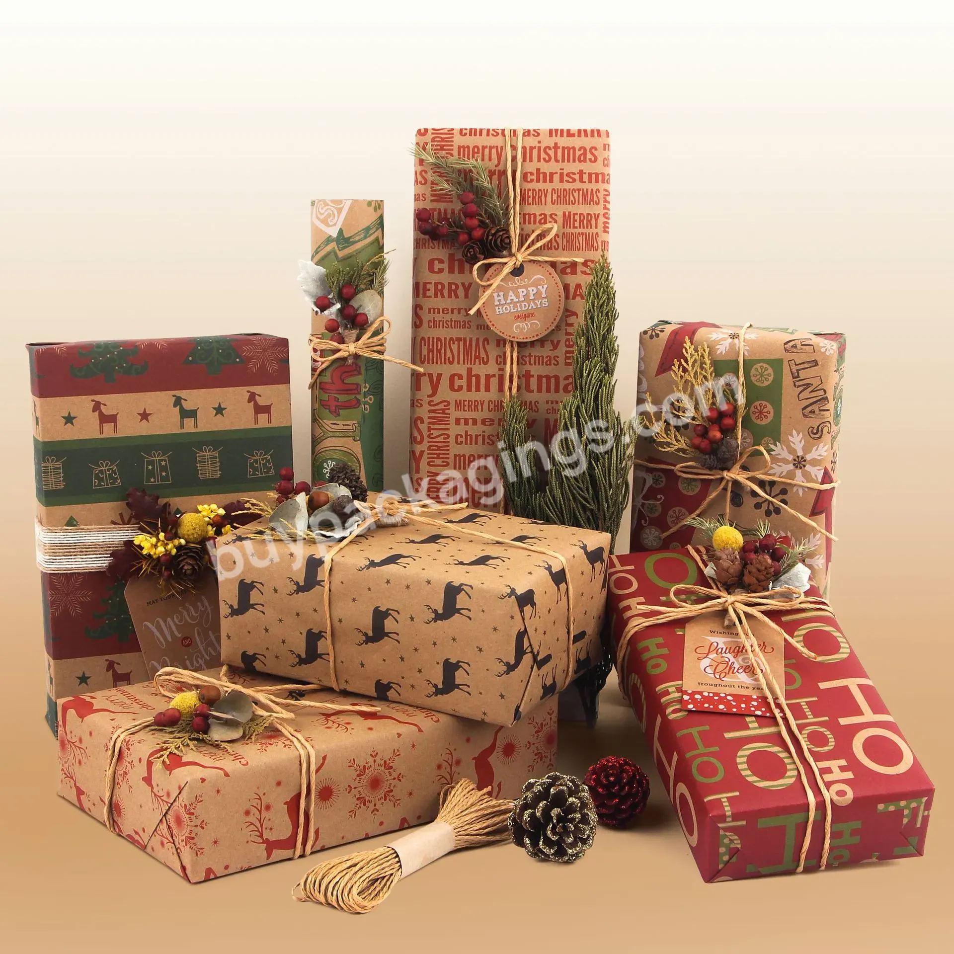 Word And Pattern Printing Holiday House Warming Christmas Gift Wrapping Paper