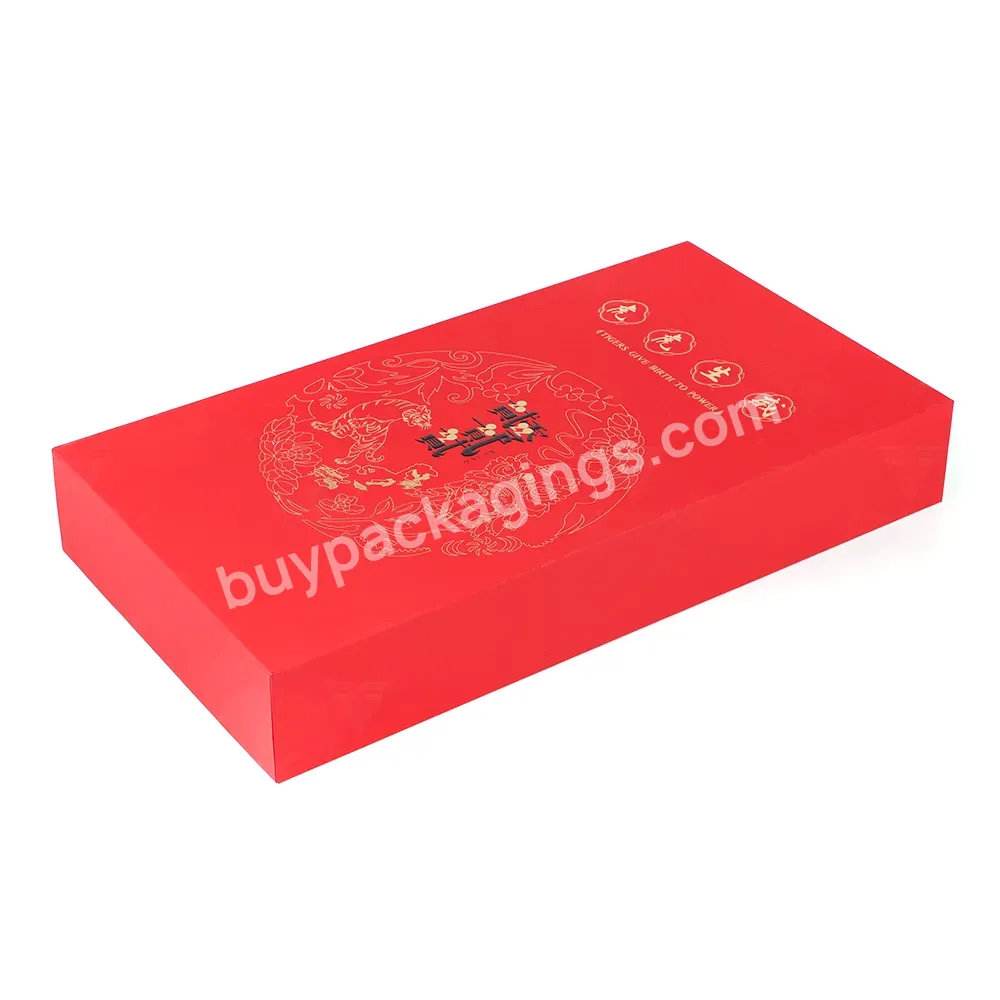 Work Packaging Gift Box Lid And Base Shoulder Type Package Textured Paper Art Linen New Design Red Rigid Boxes Customized 3 Days