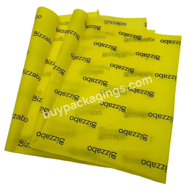 Wrapping For Packaging Clothes Customized Wholesale Custom White Logo Wrap With Printed Yellow Tissue Paper