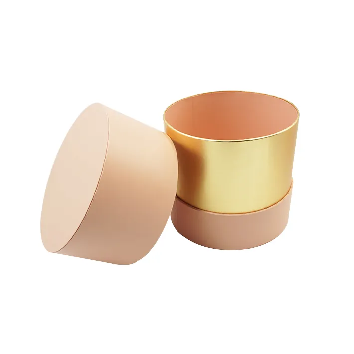 Wrapping paper gift carton light tube small hat cardboard kraft paper pink perfume tea template cylindrical round box