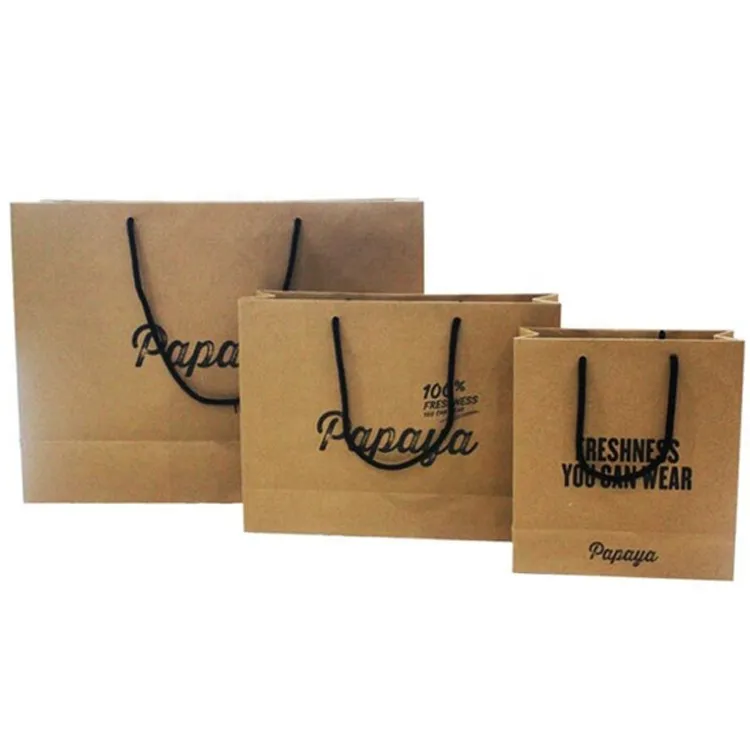 Xiamen customized logo printing brown paper bag with handle
