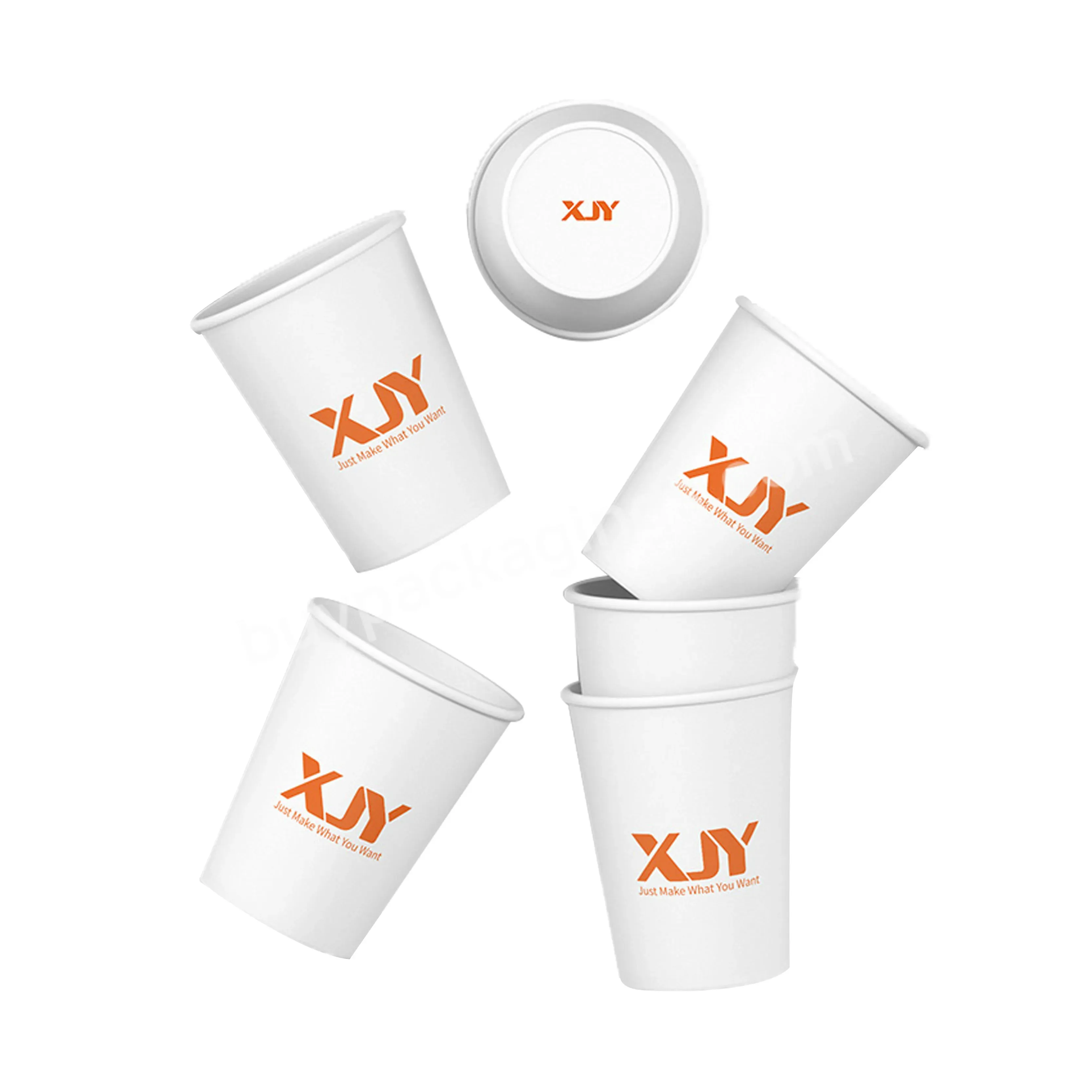 Xjy 350g Biodegradable Food Grade White Custom Logo Printed Double Wall Low Moq 400ml Paper Coffee Cup With Lid