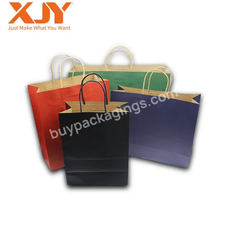 Xjy Colored Logo Printable Recyclable Paper Shopping Bags Shoes Clothes Packaging Bag With Your Own Logo