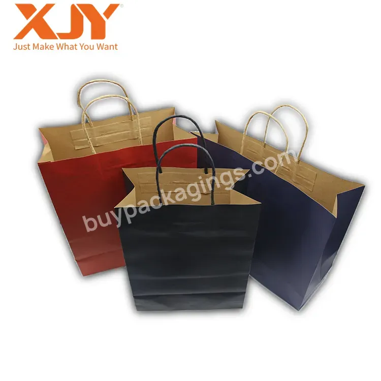 Xjy Colored Logo Printable Recyclable Paper Shopping Bags Shoes Clothes Packaging With Your Own Logo