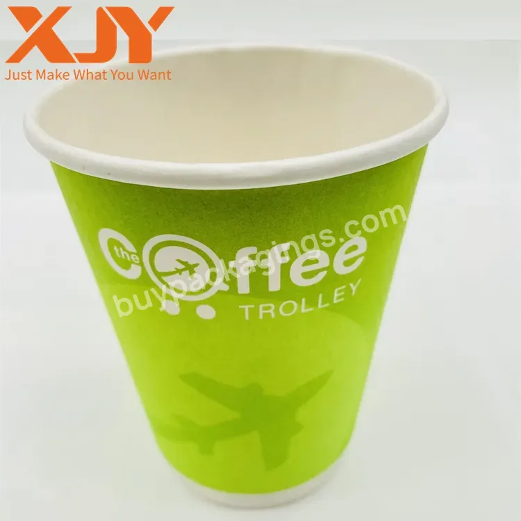 Xjy Compostable Double Wall Single Double Layer Thicken Kraft Custom Hot Coffee Cup With Logo Printing Sleeve