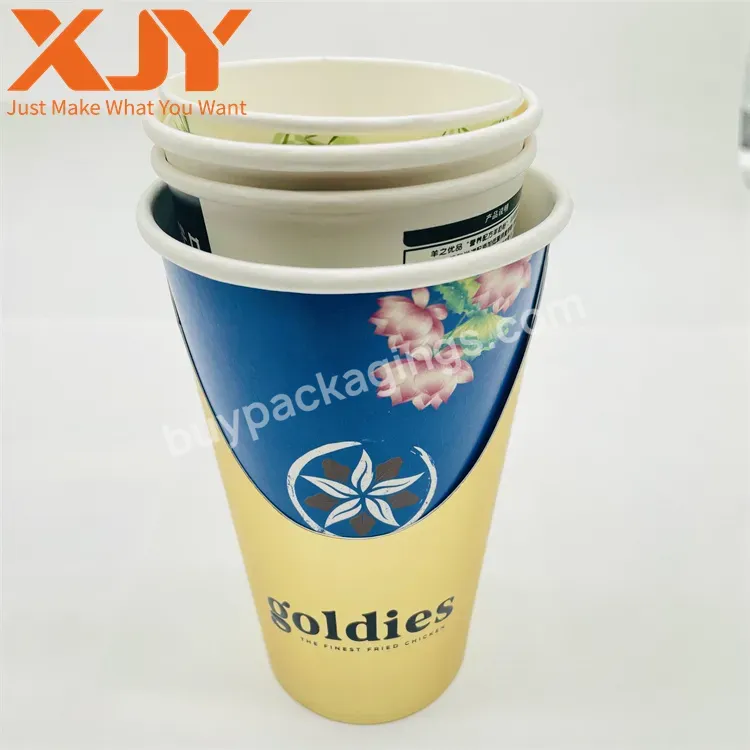 Xjy Compostable Takeaway Disposable Kraft White Cardboard Customized Hot Coffee Paper Cup With Sleeves And Lid - Buy Eco-friendly Take Out Ripple Wall Hot Beverages Drinking Ripple Wall Coffee Paper Cup With Plastic Lid,Double Wall Coffee Cup 8oz/12o