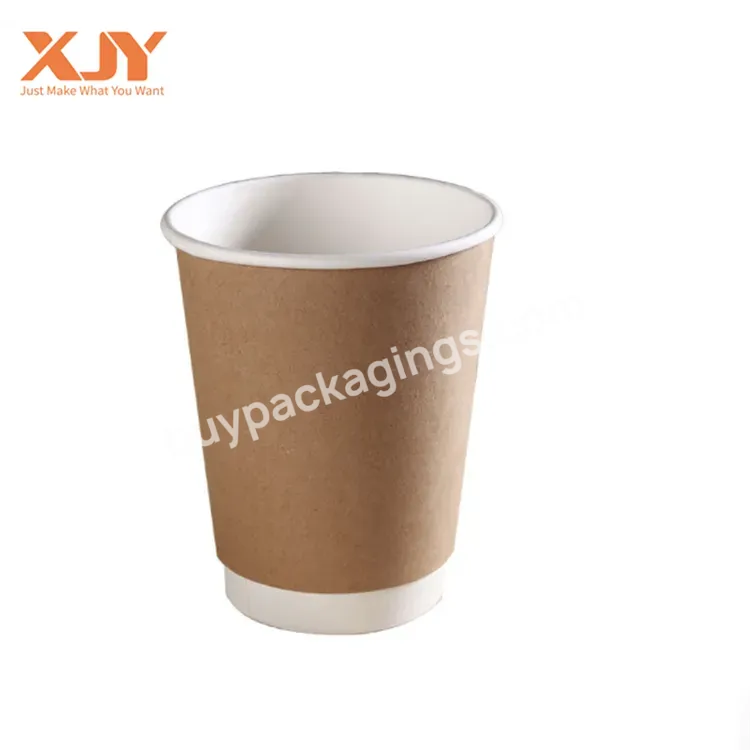 Xjy Compostable Takeway Business Label Hot Biodegradable Disposable Single Double Wall With Custom Logo For Hot Drinking - Buy Disposable Biodegradable Cupcake Carton 12 Oz Hot Drinks Insulated Coffee Kraft Paper Cup With Plastic Lid,Eco-friendly Tak