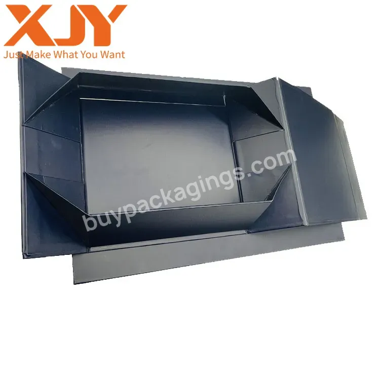 Xjy Custom Black Luxury Silk Products Packaging Foldable Gift Box With Ribbon Cardboard Box With Own Design