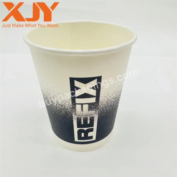 Xjy Custom Coated Compostable Eco-friendly Ripple Double Single Wall Disposable Hot Coffee Paper Cup With Printing Logo Sleeve