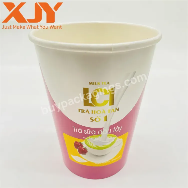 Xjy Custom Coated Compostable Eco-friendly Ripple Double Single Wall Disposable Hot Coffee Paper Cup With Printing Logo Sleeve