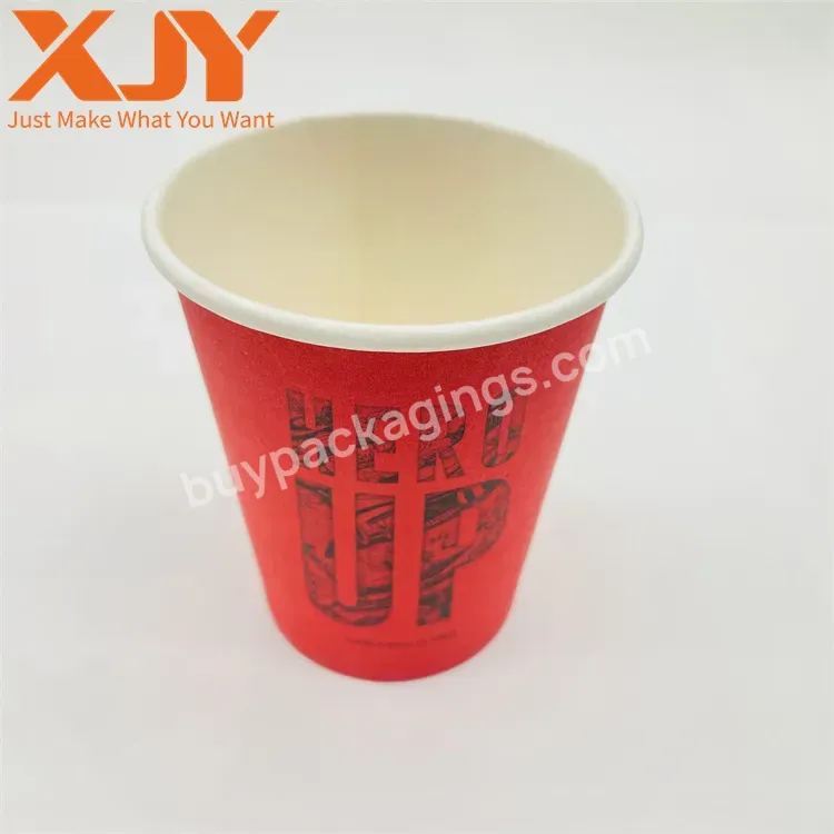 Xjy Custom Hot 8 Oz Disposable Insulated Corrugated Sleeve Logo Printing Ripple Wall Paper Coffee Cups For Cold Drink