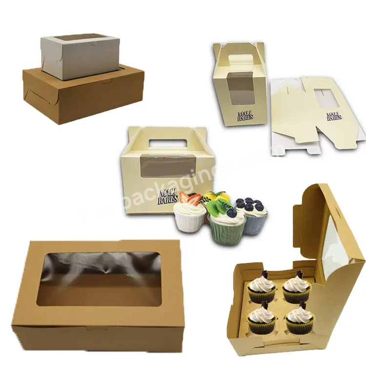 Xjy Custom Logo Printed Food Grade White Cardboard Paper Birthday Clear Window Gift Pastry Cake Box