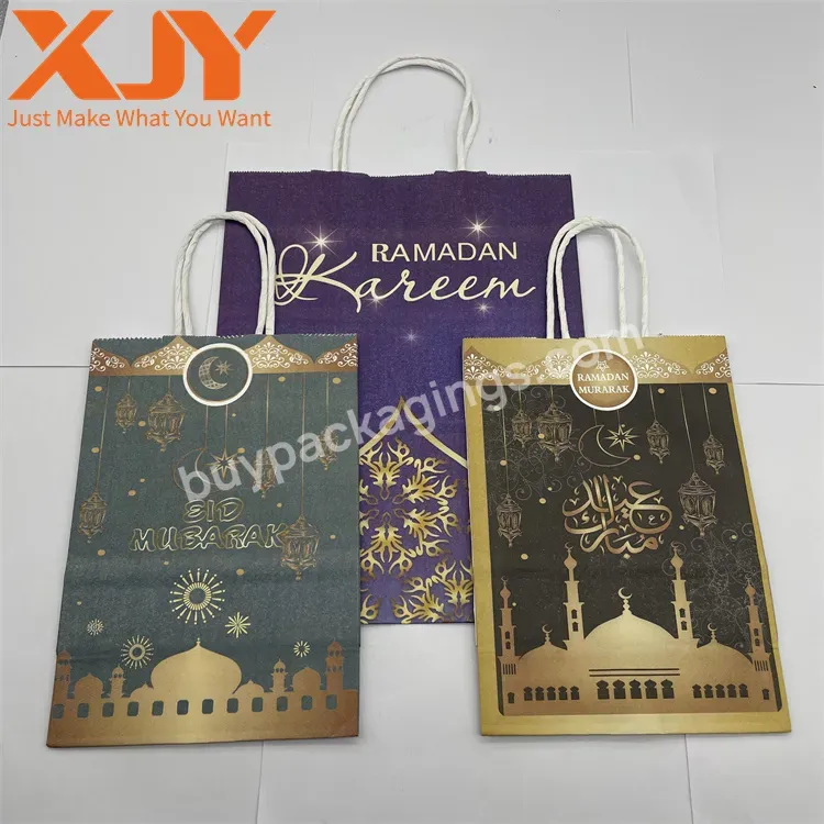 Xjy Custom Logo Printing Ramadan Style Paper Bag With Printing Label Sticker Islam Eid Mubarak Ramadan Gift Packaging Paper Bag - Buy Ramadan Mubarak Bags,Custom Logo Printing Ramadan Paper Bag With Printing Label Sticker Islam Eid Mubarak Ramadan Gi