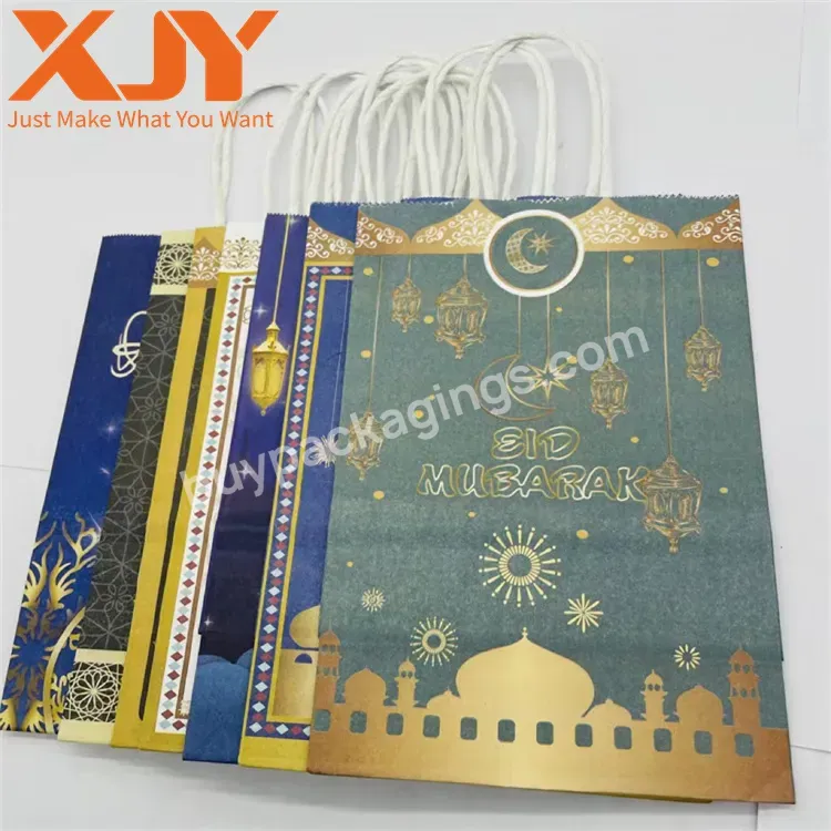 Xjy Custom Logo Printing Ramadan Style Paper Bag With Printing Label Sticker Islam Eid Mubarak Ramadan Gift Packaging Paper Bag - Buy Ramadan Mubarak Bags,Custom Logo Printing Ramadan Paper Bag With Printing Label Sticker Islam Eid Mubarak Ramadan Gi