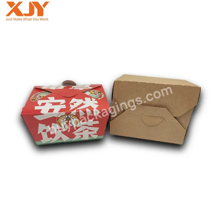 Xjy Custom Print Kraft Paper Take Away Food Hotdog Box Packaging