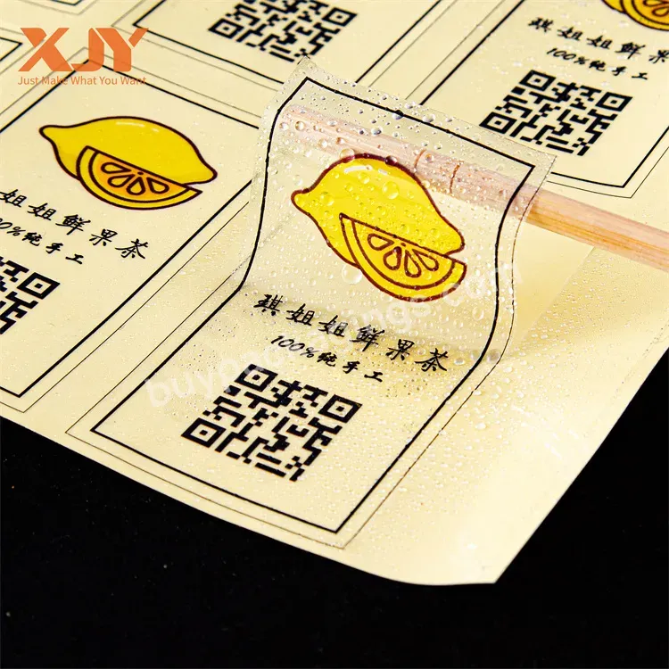 Xjy Custom Printed Roll Logo Round Clear Transparent Self Adhesive Packaging Private Pack Round Clear Bottle Label Stickers