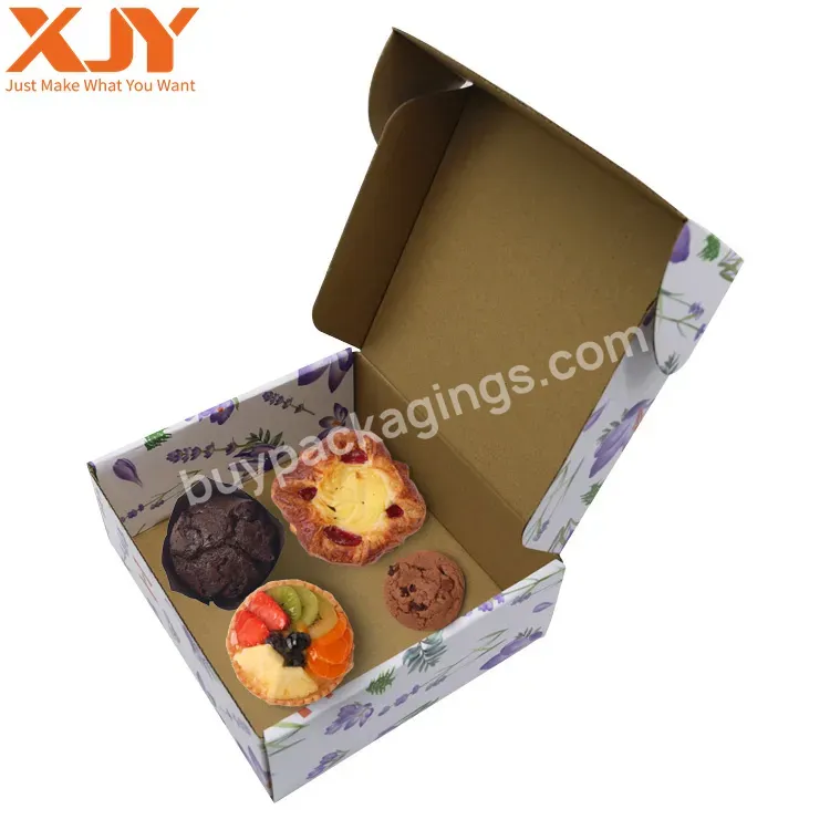 Xjy Custom Printing Eco Friendly Reusable Corrugated Packaging Cardboard Donut Food Packing Mail Box With Logo