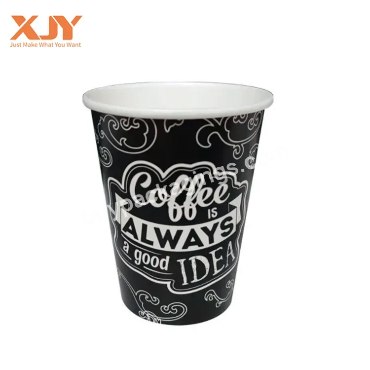 Xjy Custom Printing Logo Eco Friendly Brown Kraft Disposable Hot Drinking 7oz 200ml Paper Cup With Plastic Lid