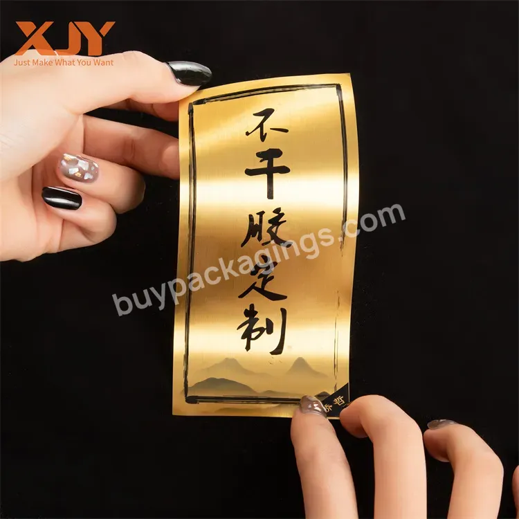 Xjy Custom Waterproof Own Company Logo Printed Die Cut Sticker With Polished Gold Finish Sticker For Small Business