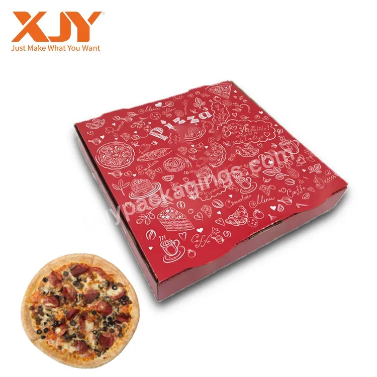 Xjy Custom White Cardboard Pizza Box Disposable Corrugated Food Take Away Packaging Paper Pizza Box