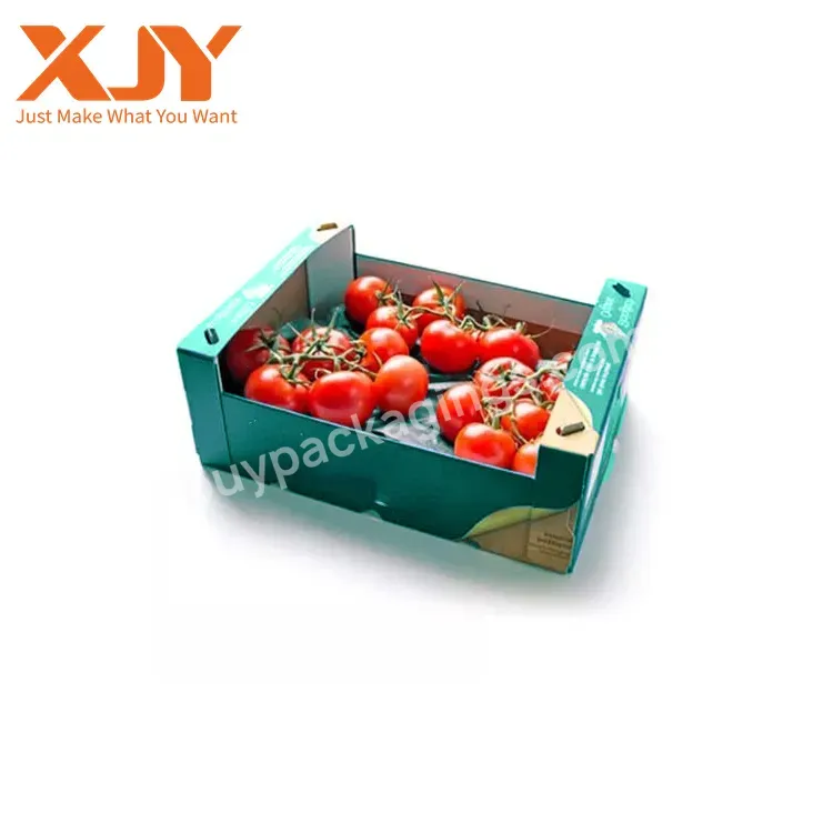 Xjy Customized Fruit Packaging Gift Cardboard Carton Corrugated Kraft Paper Box With Handle For Vegetable And Delivery
