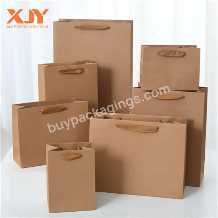 Xjy Customized Luxury Clothing Packaging Business Logo Printing Reusable Shopping Paper Bag With Ribbon Handle