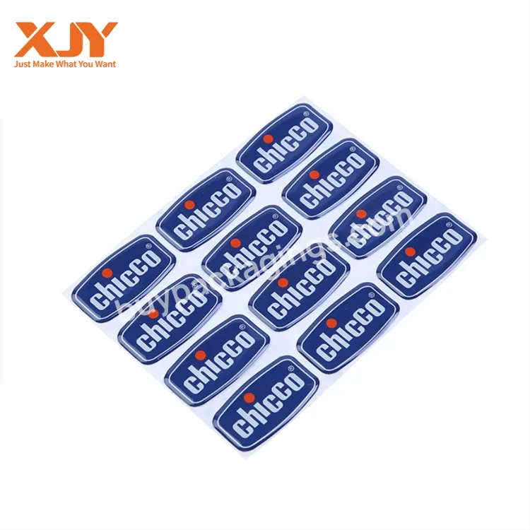 Xjy Die Cut Adhesive Company Logo Printing Waterproof Label Sticker Resin Crystal Dome 3d Epoxy Sticker