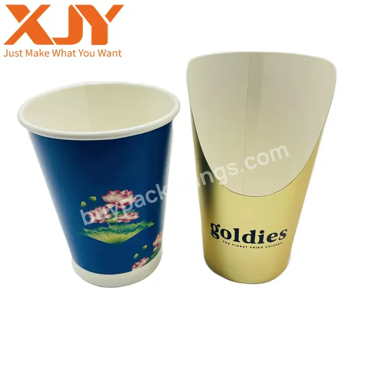 Xjy Disposable 3/6/7/10/12 Oz Custom Printing For Hot Drink Double Wall With Lid And Sleeve Logo Paper Cup