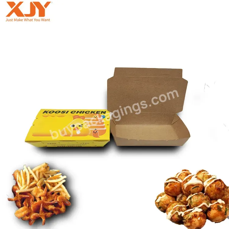 Xjy Disposable Kraft Paper Packaging Takeout Fast Food To Go Hamburger Hot Dog Fried Chicken Snacks Burger Box