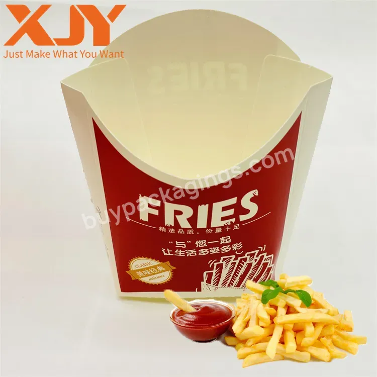 Xjy Eco Friendly Biodegradable Take Away Food Packaging Boxes French Fries Fried Paper Food Packaging Hamburger Box