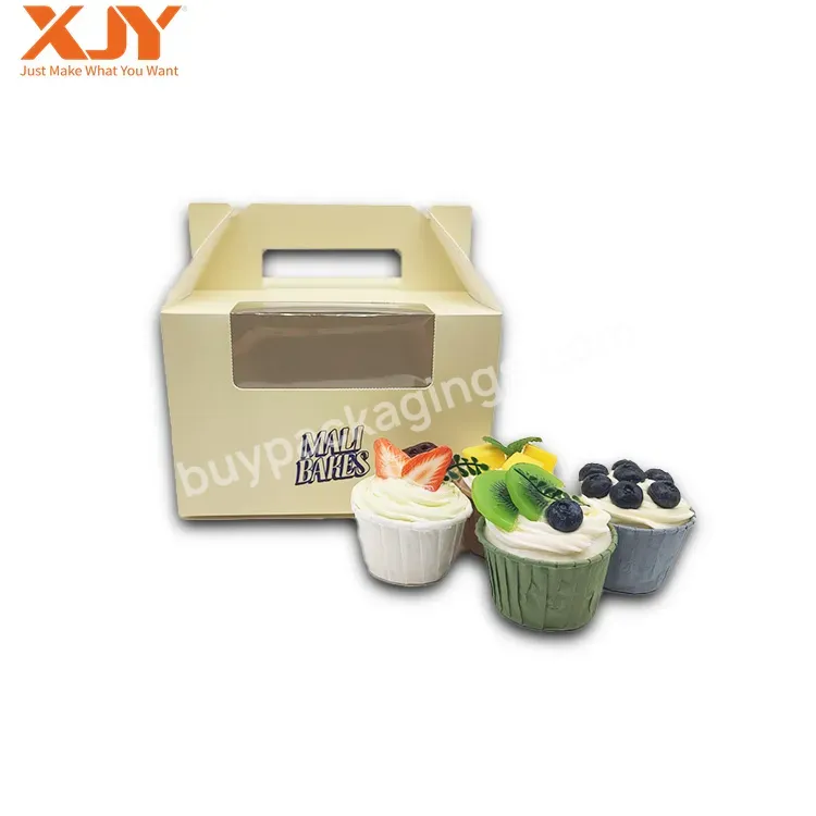 Xjy Eco Friendly Custom Design Matt Lamination Medium White Deep Sweets Boxes For Packiging Bakery Cake Boxes With Clear Window