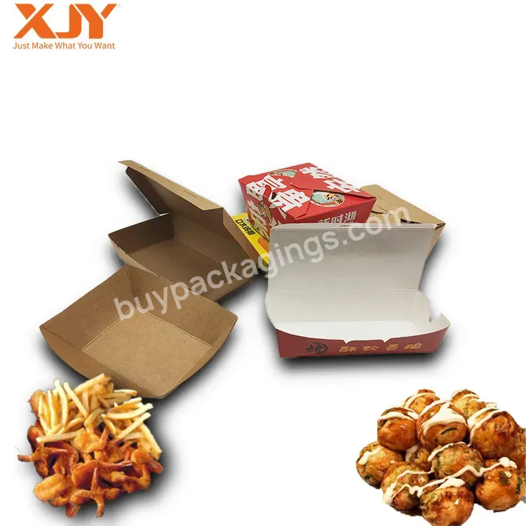Xjy Eco Friendly To Go Fast Food Pack Containers Corrugated Paper Burger Box Chicken Wings Hamburger Packaging Box