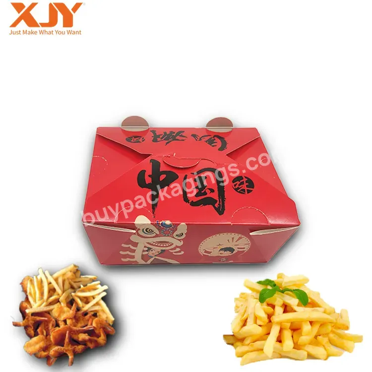 Xjy Eco Friendly To Go Fast Food Pack Containers Corrugated Paper Burger Box Chicken Wings Hamburger Packaging Box