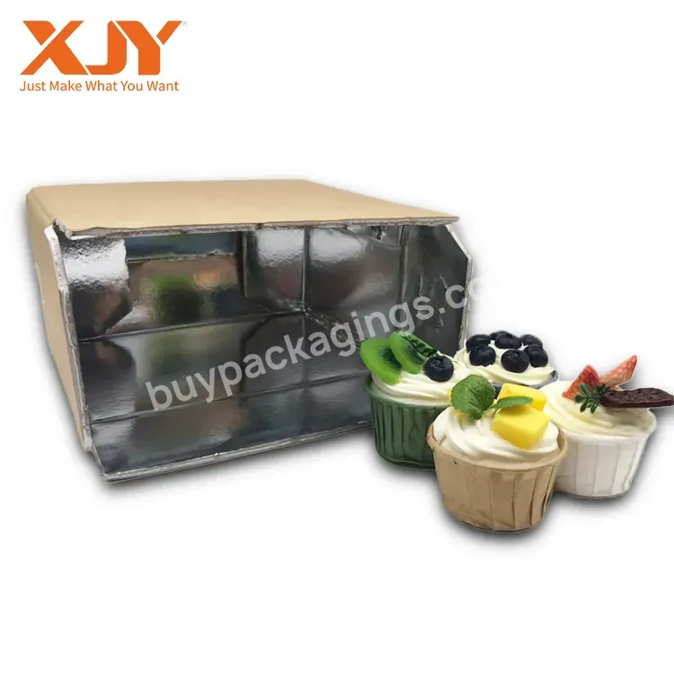 Xjy Eco Logo Biodegradable Custom Printing Aluminum Foil Insulated Thermal Shipping Carton Frozen Food Box Packaging