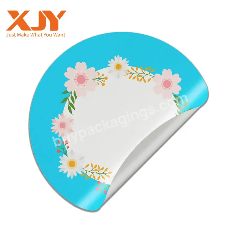 Xjy Emboss Letters Transparent Paper Circle Metal Label Promotional Custom Round Gold Foil Embossed Sticker