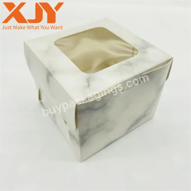 Xjy Free Sample Custom Hardboard Luxury Made Food Grade Gift Package Box Cake Box Black Plastic Square Cake Box