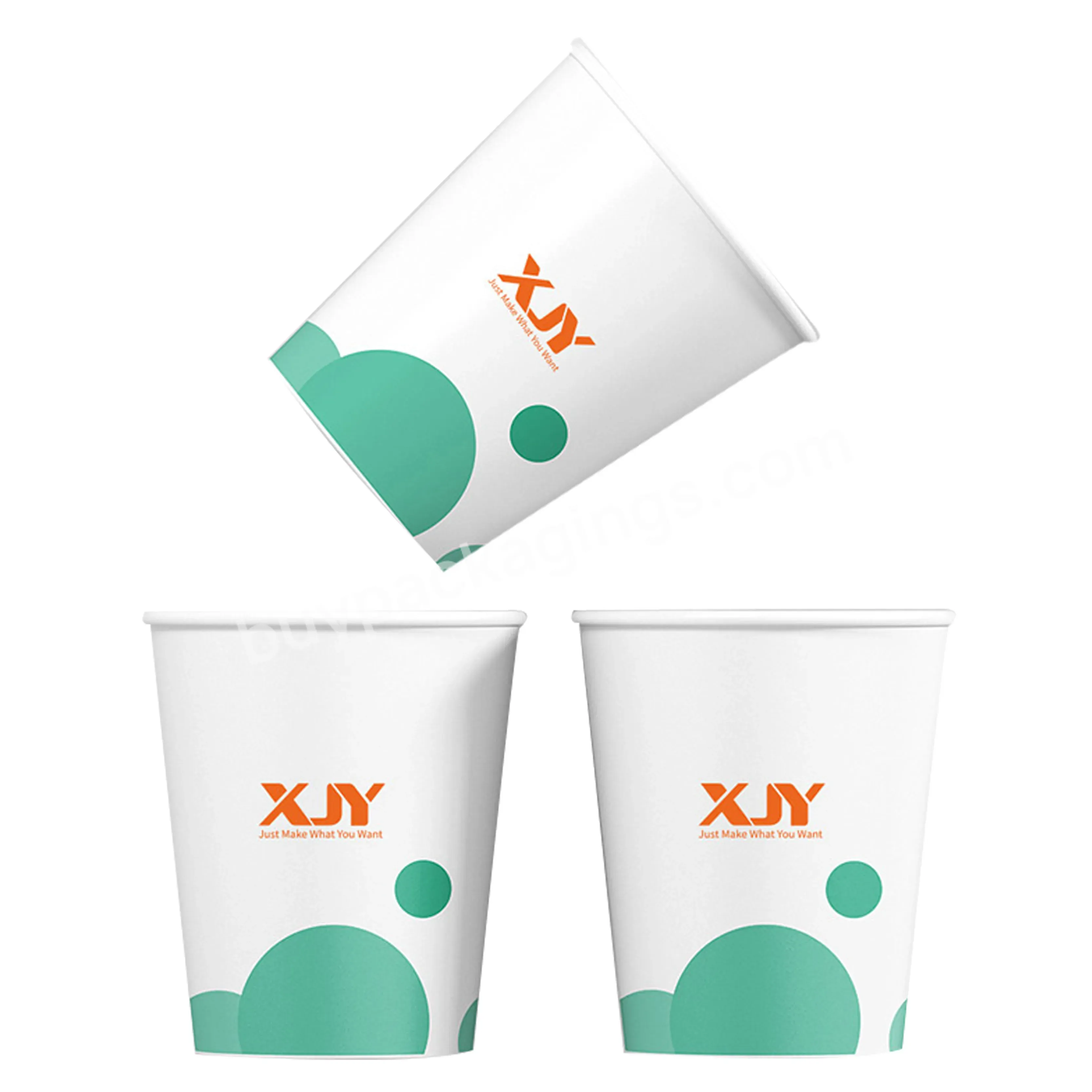 Xjy Hot Drinking Custom Advertisement Commercial Disposable Take Away Recyclable Kraft Paper Cups With Pla Lid